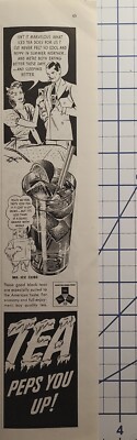 Iced Tea Peps You Up Mr. Ice Cube Couple India Ceylon Java Vintage Print Ad 1940