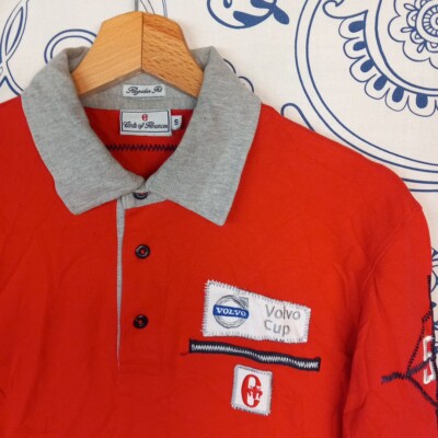 CONTE OF FLORENCE VOLVO CUP VINTAGE POLOSHIRT LANGARM GR S PATCH STICKEREI BAUMWOLLE 