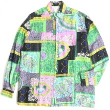 Versace Shirt 100% Silk Barocco Pattern Heritage Fit Men's Size 40 Made in Italy