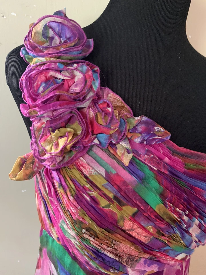 Sue Wong 100% Silk Multicolored women summer casual dress Size 6 - Image 2 of 4