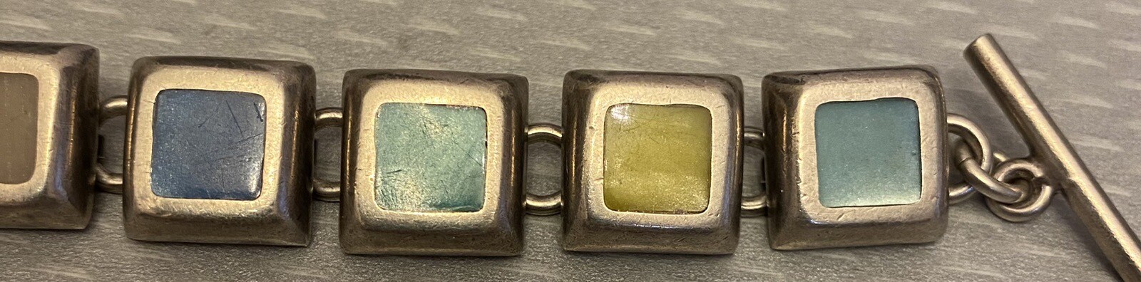 Vintage Sterling Silver Chunky Toggle Bracelet Mu… - image 6