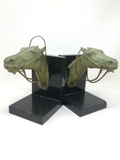 Serre Livre Art Deco Régule & Marbre Cheval Equiestre Bookends Horse