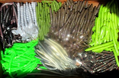 100pc ASSORTMENT of BASS FISHING WORMS Lures Soft Plastic Baits Assorted Styles