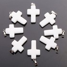  25pcs Natural gemstone quartz stone cross pendants charms for Jewelry making 