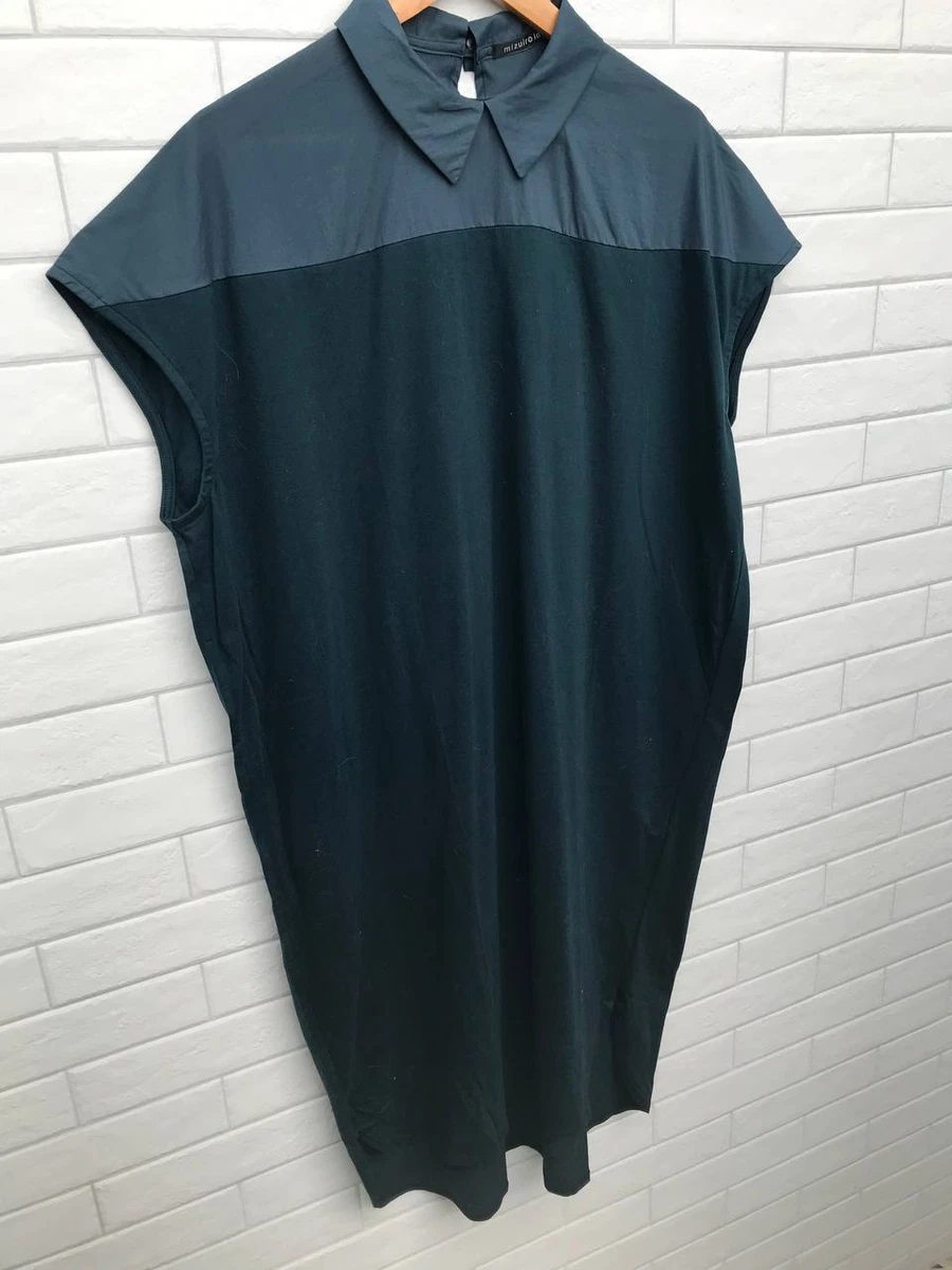 Mizuiro Ind Shirt Dress Long Maxi Sleevelles Green Pullover Cover