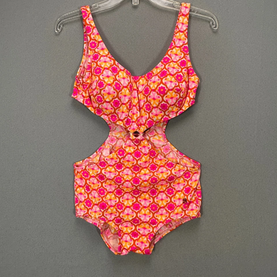 De Colección Años 60 1 Pieza Traje de Baño Floral Talla 2 Recorte Anillo O Nuevo Sin Etiquetas Rosa Punta Bala Sujetador Foto 2 de 4