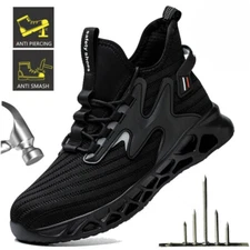 Men's Breathable Work Steel Toe Shoes Outdoor Anti-Puncture Safety Work Sneakers