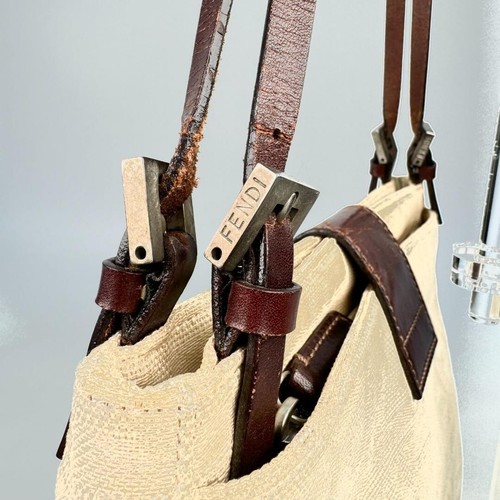 Fendi Mamma Baguette Shoulder Bag Zucca Pattern FF Logo White Canvas Used F/S - Picture 13 of 13