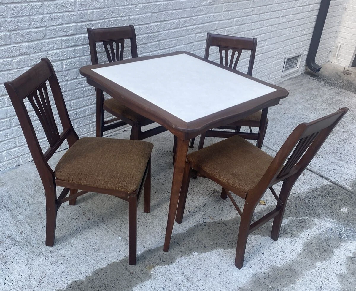 Vintage stakmore folding store table and chairs