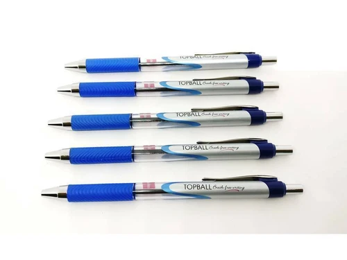 5 x Cello TOPBALL-CLICK Ball Pen Blue 0.7mm Smooth Writing