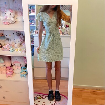 Brandy Melville sample wrap dress in a green leopard print pattern | eBay UK