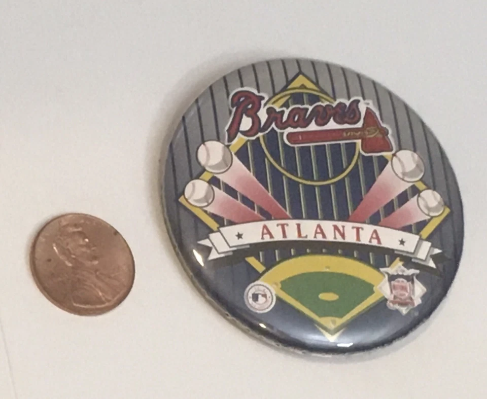 Made In USA Atlanta Braves Pinback Button 2.25” - Image 2 of 4