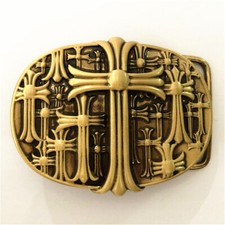 Many Cross Western Cowboy Solid Brass Copper Mens Belt Buckle Vintage