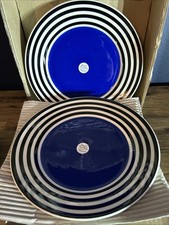 Whittard of Chelsea Monoch Striped B&W Dinner Plate Set If 4 New Unused