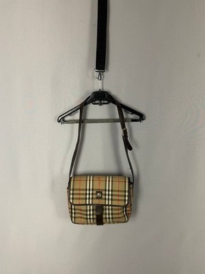 Burberrys Womens Brown Haymarket Check Crossbody Shoulder & Messenger Bag