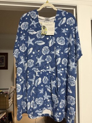 NWT Marlo Lorenz Throwzy Ultra Soft Wearable Poncho Coverup O/S Shells Starfish