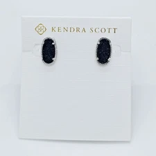New Kendra Scott Ellie Silver Stud Earrings In Black Drusy