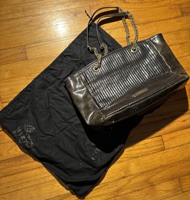 Versace Collection Black Leather Tote Shoulder Bag