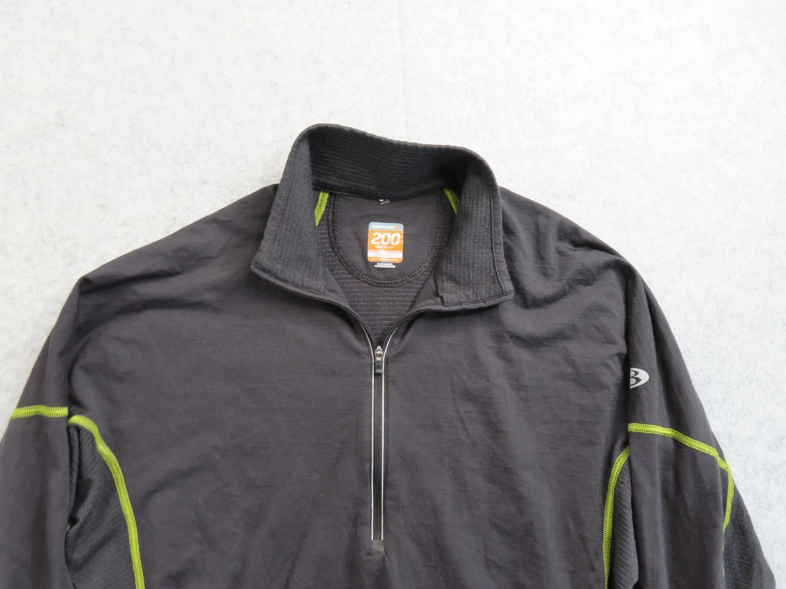 Icebreaker GT 200 Shirt Mens Large Brown 1/4 Zip Merino Wool Thermal Base Layer