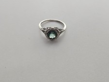 Vintage Inspired Sterling Silver 925 Ring With Green Gemstone