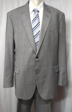 JOS A BANK Signature Collection Glen Plaid Suit 50 XLong Gray 100 wool