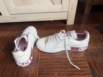 Size 10 -  Dolce & Gabbana Portofino White Pink Sneakers W
