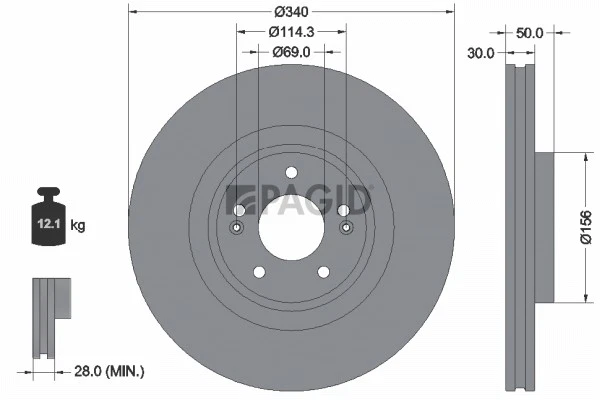 PAGID Disques De Frein Intérieurement Ventilés Ø340mm Pour KIA Sorento III UM - Photo 1/1