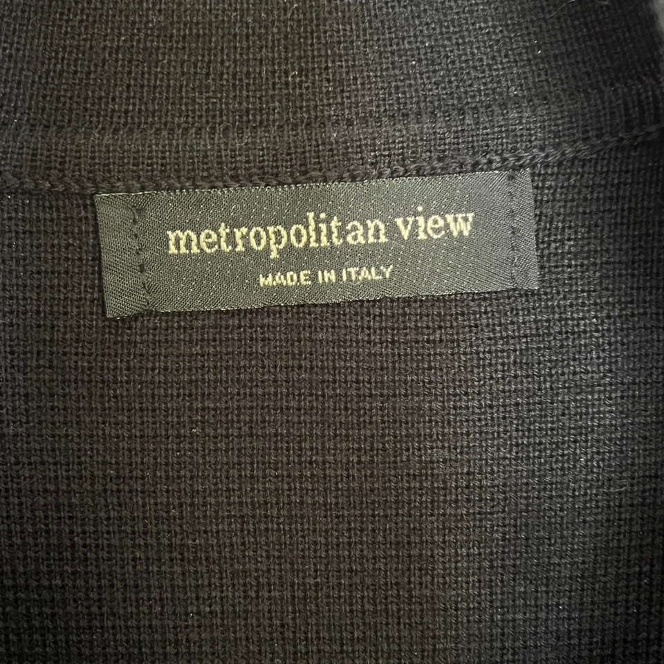Metropolitan View Men's L Black Merino Wool 1/4 Zip Sweater Made Italy Classic - Image 3 of 4