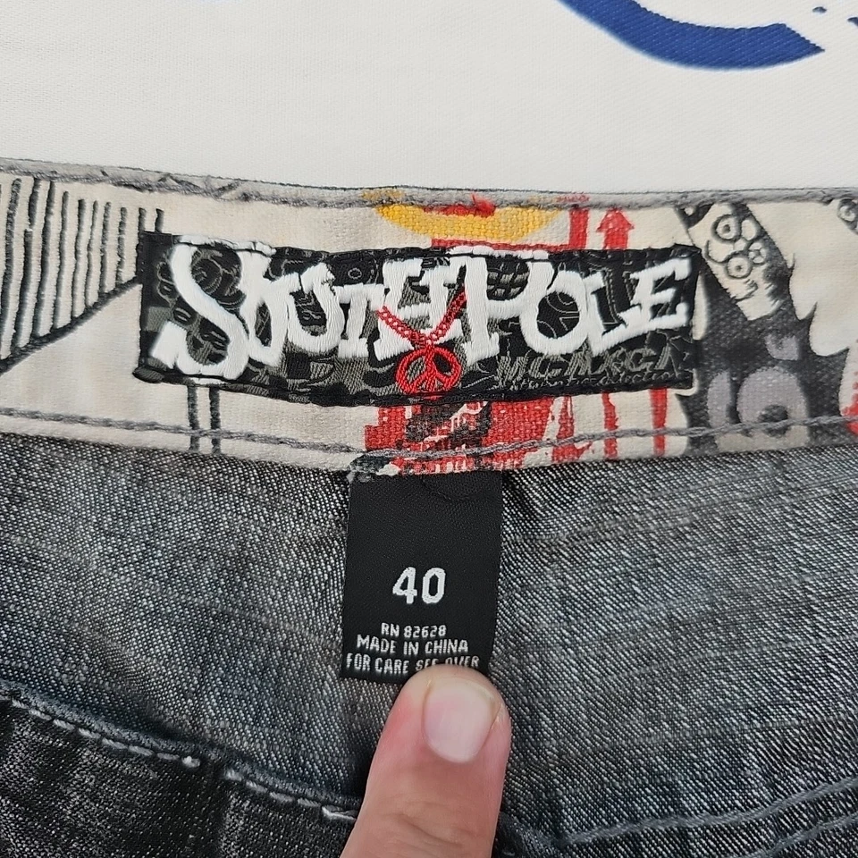 Jeans masculino vintage preto perna larga South Pole tamanho 40x32 - Imagem 4 de 4