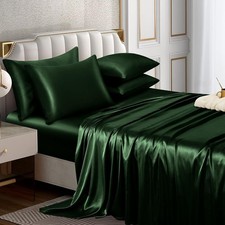Horbaunal 6 Piece Satin Sheet Set Queen Size Luxury Silky Soft