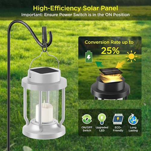 1-4x Solar Lantern Hanging Lights Flickering Flameless Candle Outdoor Garden Dec - 第 11/22 張圖片