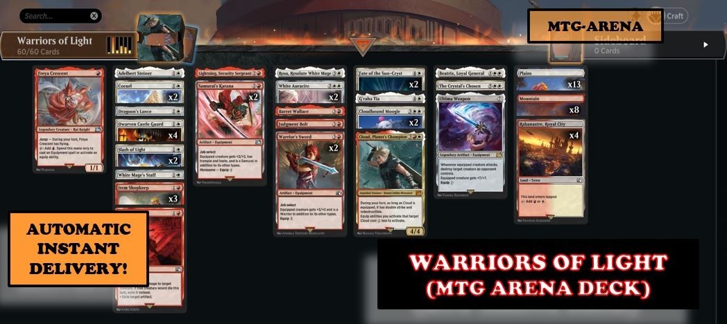 mtg arena card list MAGIC MTGA CODE STARTER KIT 2025 FINAL FANTASY VILLAINS WARRIORS mtg arena list of cards