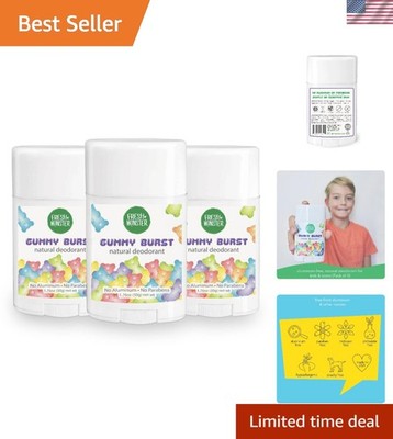 24-Hour Protection Natural Deodorant for Kids - Eco-Friendly Gummy Burst 3-Pack