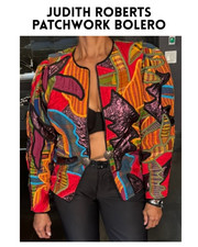 Rare Vintage Judith Roberts 1980s Patchwork Bolero Jacket Size Small