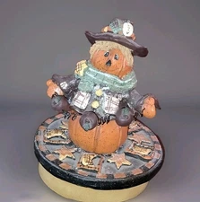 Scare Crow Halloween Candle Jar Topper  Fall Pumpkin Patch Autumn Crazy Mountain