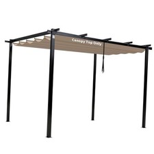 10' X 10' Pergola Shade Cover for Outdoor Retractable Durable Fabric Beige
