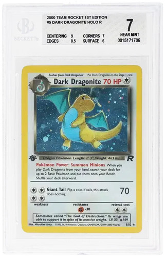 Dark Dragonite (1st Edition) graded BGS 7 for sale on eBay