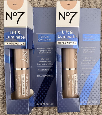 2 x No7 Lift & Luminate TRIPLE ACTION, FULL COVER Serum Concealer FAIR   NEU