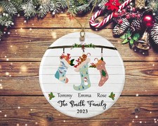 Personalized Family Socks Ornament, Kids Christmas Ornament, Family Socks Cus...