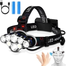 Rechargeable Headlamp,18000 Lumen Bright 8 Led Head Lamp, 16 Modes Adjustable Mo