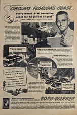 1949 Print Ad Borg-warner B-w Overdrive Saved Gas Circling Floridas Coast
