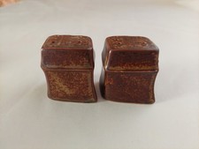 Vintage Iron Mountain Stoneware Salt Pepper Shakers, Roan Mountain Pattern