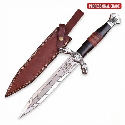 SK Customs 18'' Norse Style Etched Blade Dagger - Fantasy Collectible Dirk Sheath