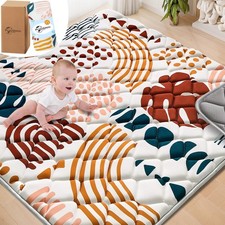 Baby Play Mats for Floor, 59x59 Playpen Mat for Babies, Extra 59x59 Inch Brown
