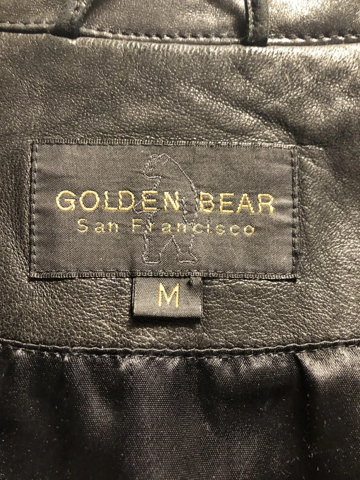 Chaqueta de cuero Golden Bear para hombre mediana negra cremallera frontal abrigo bombardero clásico Foto 4 de 4