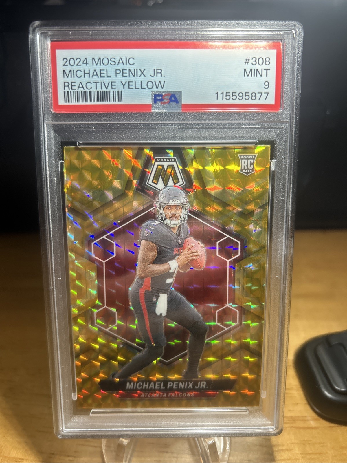 2024 Panini Mosaic Rookies Michael Penix Jr #308 Reactive Yellow Mosaic RC PSA 9