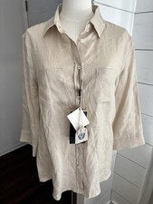Weekend Max Mara Shirt Womens 12 Beige 100% L...