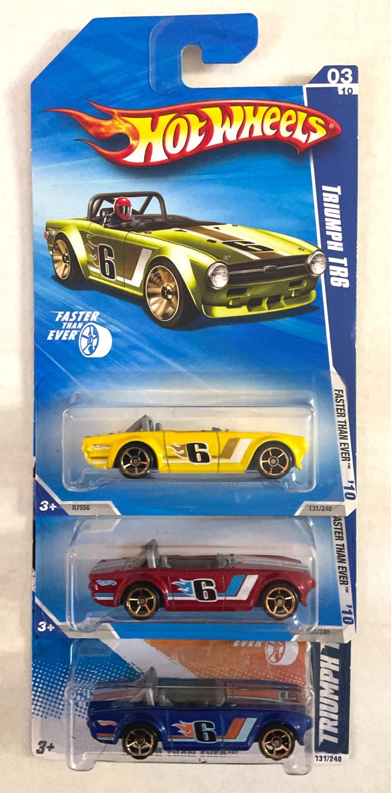 Hot Wheels TRIUMPH TR6 Lot - 2010 Faster Than Ever FTE - 3 Color Variations!