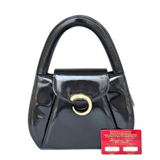 Borsa a mano Cartier Panthere in pelle verniciata nera fibbia oro autentica