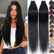 20PCS 40pcs 60pcs Tape In Real Human Remy Hair Extensions Skin Weft Full Head US